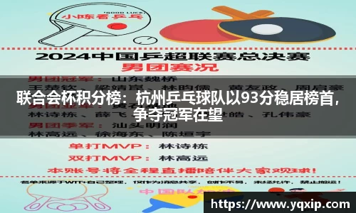 联合会杯积分榜：杭州乒乓球队以93分稳居榜首，争夺冠军在望